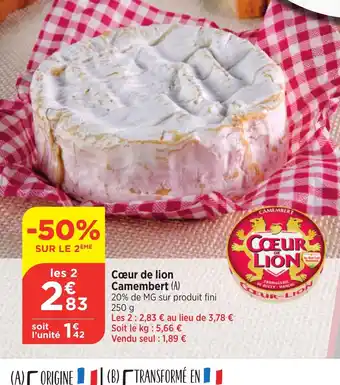 Bi1 Cœur de lion Camembert offre