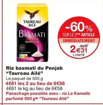 Monoprix TAUREAU AILE Riz basmati du Penjab offre