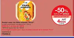 Monoprix PURE Poulet avec riz tikka masala offre