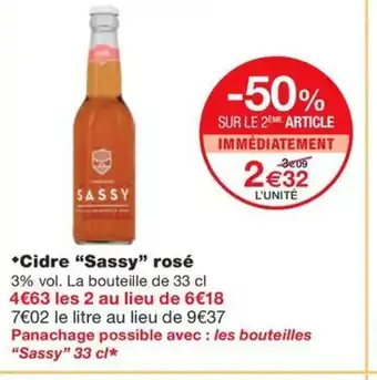 Monoprix SASSY Cidre rose offre