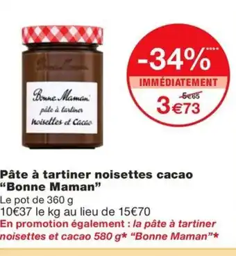 Monoprix BONNE MAMAN Pâte à tartiner noisettes cacao offre