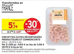 Intermarché Crevettes cuites decortiquees producteurs et commercants offre