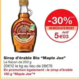 Monoprix MAPLE JOE Sirop d'érable Bio offre