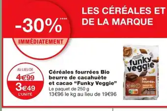 Monoprix FUNKY VEGGIE Céréales fourrées Bio beurre de cacahuète et cacao offre