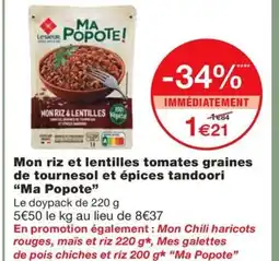 Monoprix Mon riz et lentilles tomates graines de tournesol et épices tandoori offre