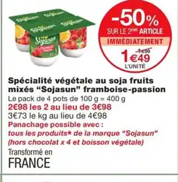 Monoprix SOJASUN Spécialité végétale au soja fruits mixés framboise-passion offre