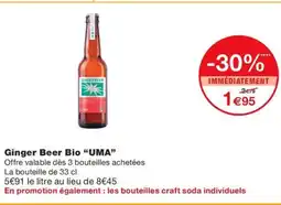 Monoprix UMA Ginger Beer Bio offre