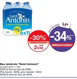 Monoprix SAINT ANTONIN Eau minérale offre