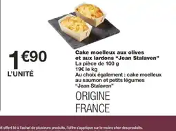 Monoprix Cake moelleux aux olives et aux lardons Jean Stalaven offre