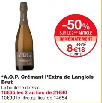 Monoprix A.O.P. Crémant l'Extra de Langlois Brut offre