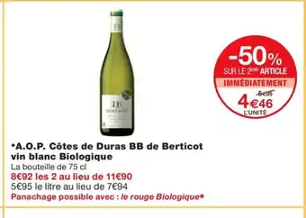 Monoprix A.O.P. Côtes de Duras BB de Berticot offre