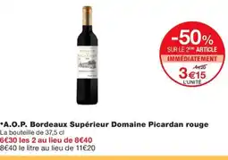 Monoprix A.O.P. Bordeaux Supérieur Domaine Picardan rouge offre