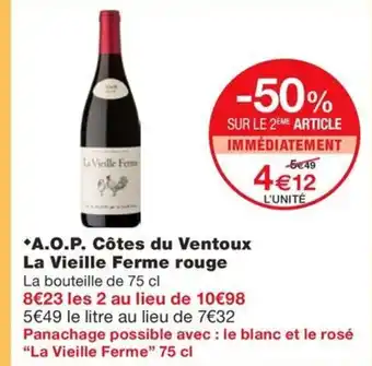 Monoprix A.O.P. Côtes du Ventoux La Vieille Ferme rouge offre