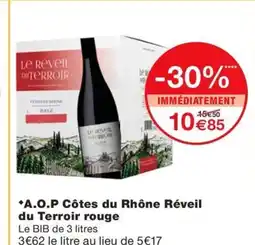 Monoprix A.O.P Côtes du Rhône Réveil du Terroir rouge offre