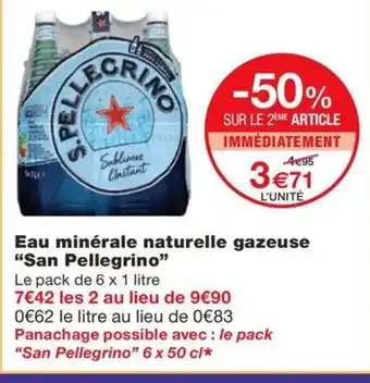 Monoprix SAN PELLEGRINO Eau minérale naturelle gazeuse offre