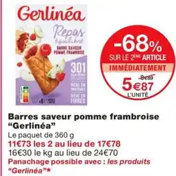 Monoprix Barres saveur pomme frambroise offre