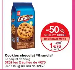 Monoprix GRANOLA Cookies chocolat offre