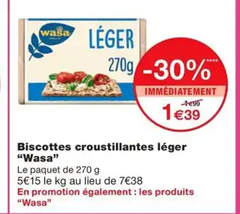 Monoprix WASA Biscottes croustillantes léger offre