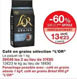 Monoprix L'OR Café en grains sélection offre