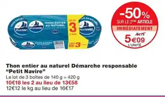 Monoprix Thon entier au naturel Démarche responsable offre