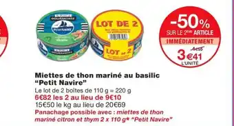 Monoprix PETIT NAVIRE Miettes de thon mariné au basilic offre