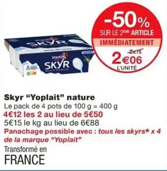 Monoprix YOPLAIT Skyr nature offre