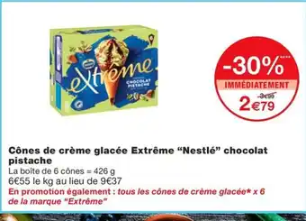 Monoprix Cônes de crème glacée Extrême chocolat pistache offre