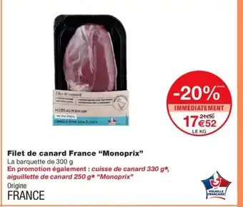 Monoprix Filet de canard France offre