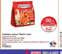 Monoprix MAITRE COQ CoQ'Ailes nature offre