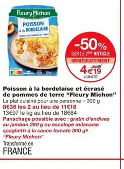 Monoprix FLEURY MICHON Poisson à la bordelaise et écrasé de pommes de terre offre