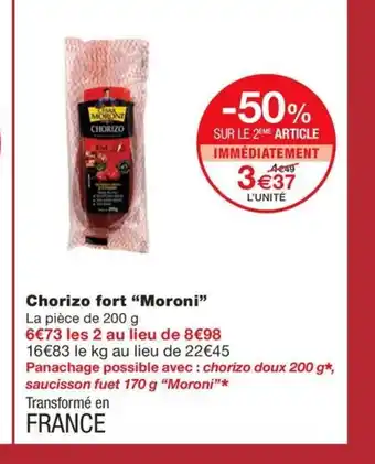 Monoprix MORONI Chorizo fort offre