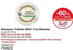 Monoprix Houmous l'atelier Blini à la libanaise offre