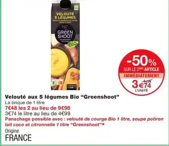 Monoprix Velouté aux 5 légumes Bio Greenshoot offre