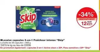 Monoprix SKIP Lessive capsules 3-en-1 Fraîcheur intense offre