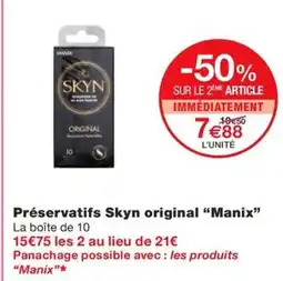 Monoprix MANIX Préservatifs Skyn original offre