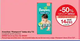 Monoprix PAMPERS Couches baby-dry T3 offre