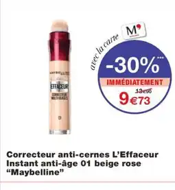 Monoprix MAYBELLINE Correcteur anti-cernes L'Effaceur Instant anti-âge 01 beige rose offre