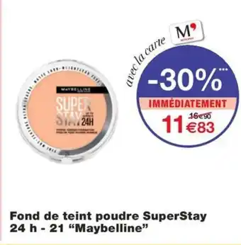 Monoprix MAYBELLINE Fond de teint poudre SuperStay 24 h - 21 offre