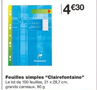 Monoprix CLAIREFONTAINE Feuilles simples offre