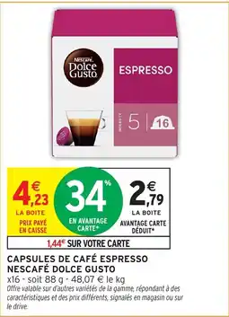 Intermarché Nescafe dolce gusto capsules de cafe espresso offre