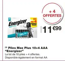 Monoprix ENERGIZER Piles Max Plus 10+4 AAA offre