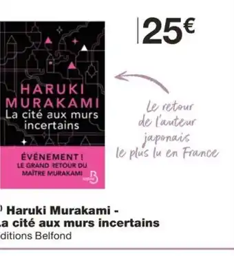 Monoprix Haruki Murakami - La cité aux murs incertains offre