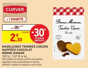 Intermarché Madeleines tendres coeurs nappes chocolat bonne maman offre