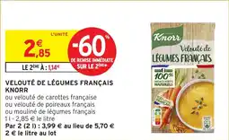 Intermarché Veloute de legumes francais knoor offre