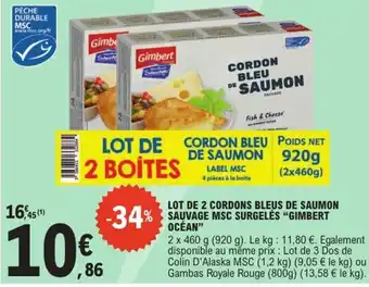 E.Leclerc Express "GIMBERT OCÉAN" Lot de 2 cordons bleus de saumon sauvage msc surgeles offre