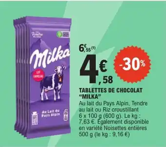 E.Leclerc Express "MILKA" Tablettes de chocolat offre