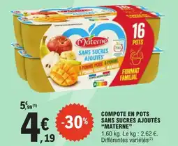 E.Leclerc Express "MATERNE" Compote en pots sans sucres ajoutés offre