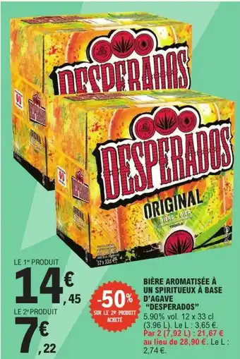 E.Leclerc Express “DESPERAD0S" Bière aromatisée à un spiritueux à base d'agave offre