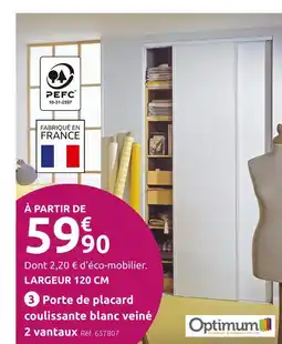 Mr Bricolage OPTIMUM Porte de placard coulissante blanc veiné 2 vantaux offre