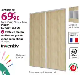 Mr Bricolage inventiv Porte de placard coulissante pleine chêne authentique offre